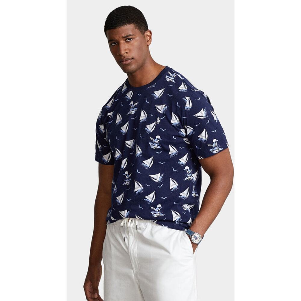 Polo Ralph Lauren classic fit RRL Bear Sailboat Navy short sleeve shirt, size XL